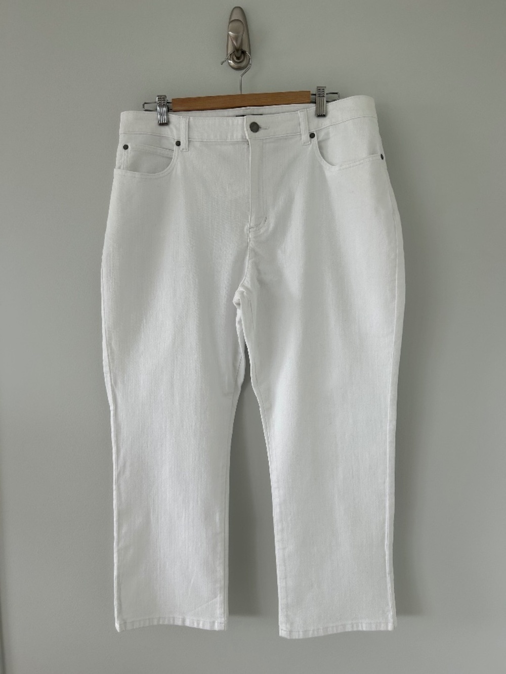 NWT Eileen Fisher White Organic Cotton Stretch Bootcut Jeans Sz 16